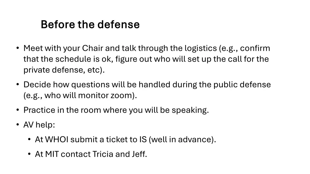 before the defense before the defense