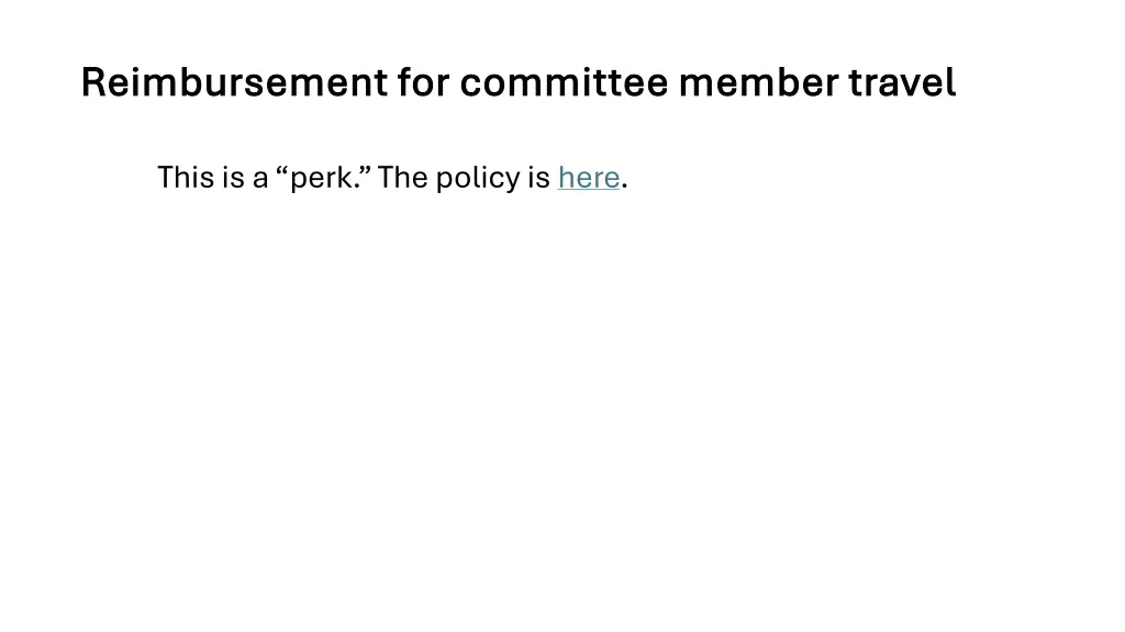 reimbursement for committee member travel