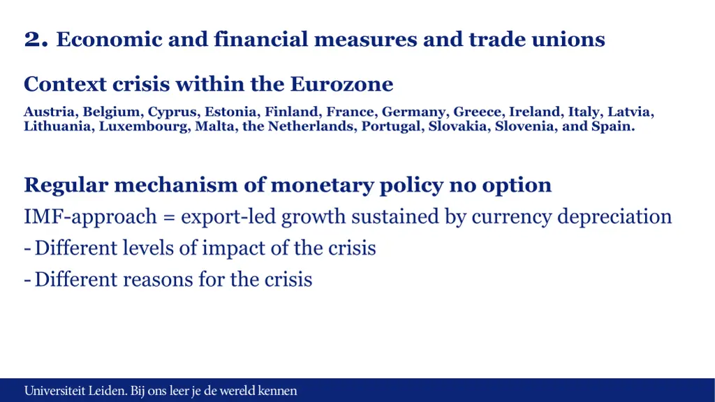 2 economic and financial measures and trade unions