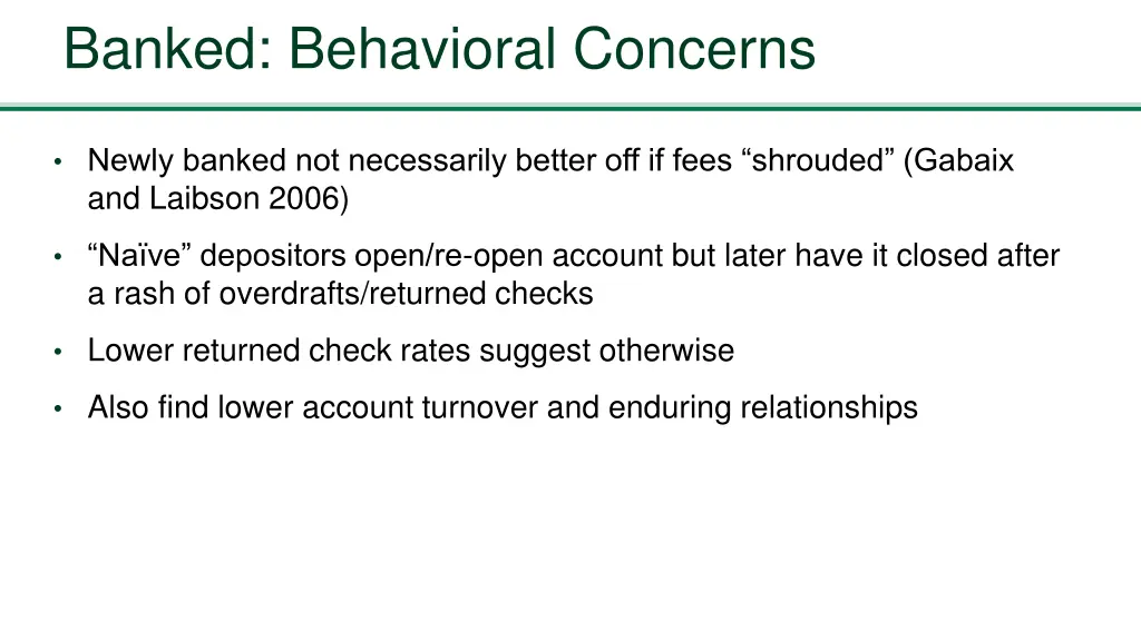 banked behavioral concerns