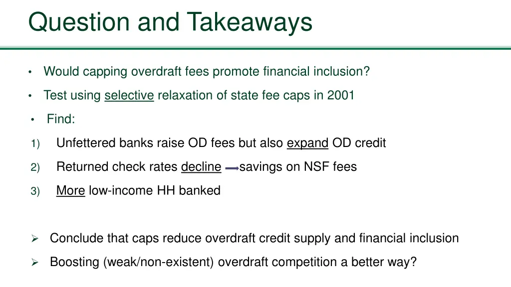 question and takeaways