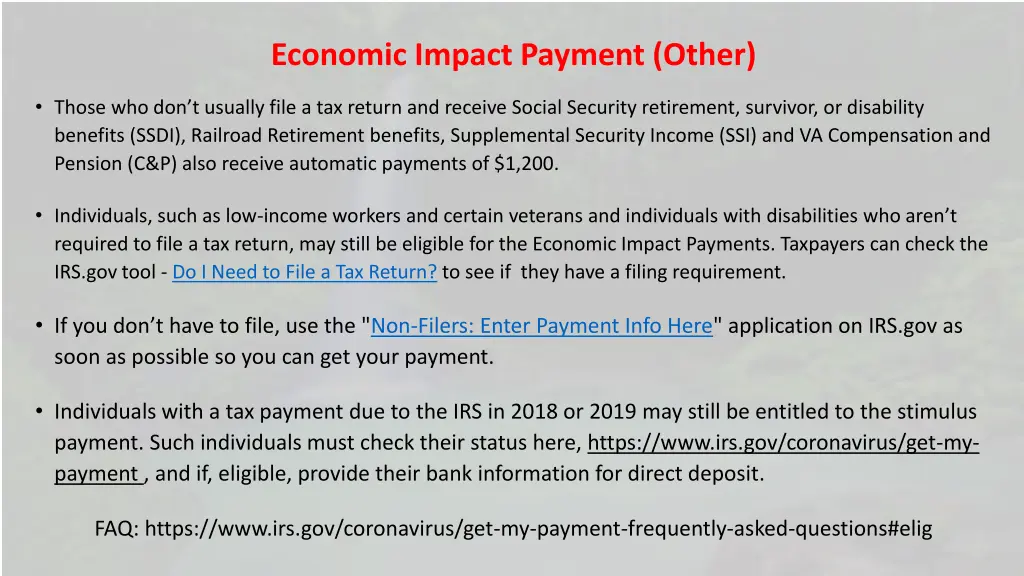 economic impact payment other