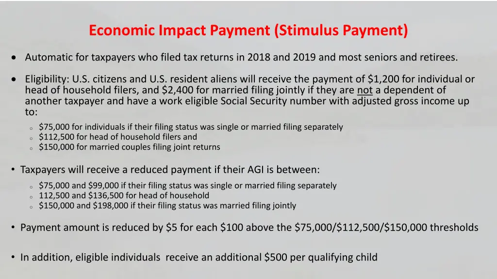 economic impact payment stimulus payment