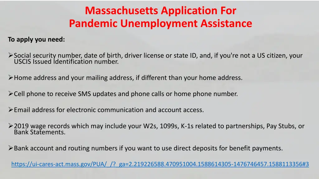 massachusetts application for pandemic