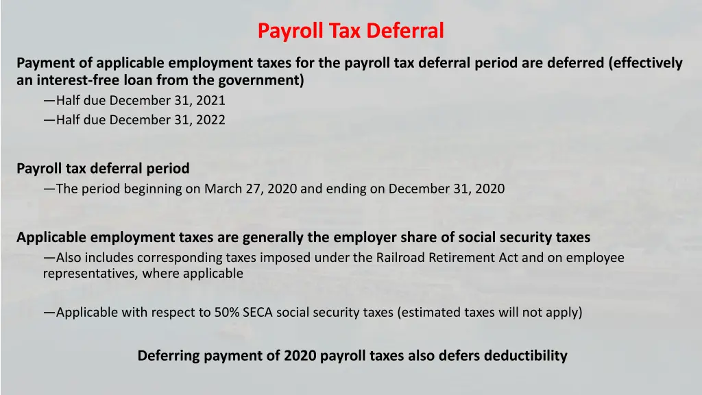 payroll tax deferral