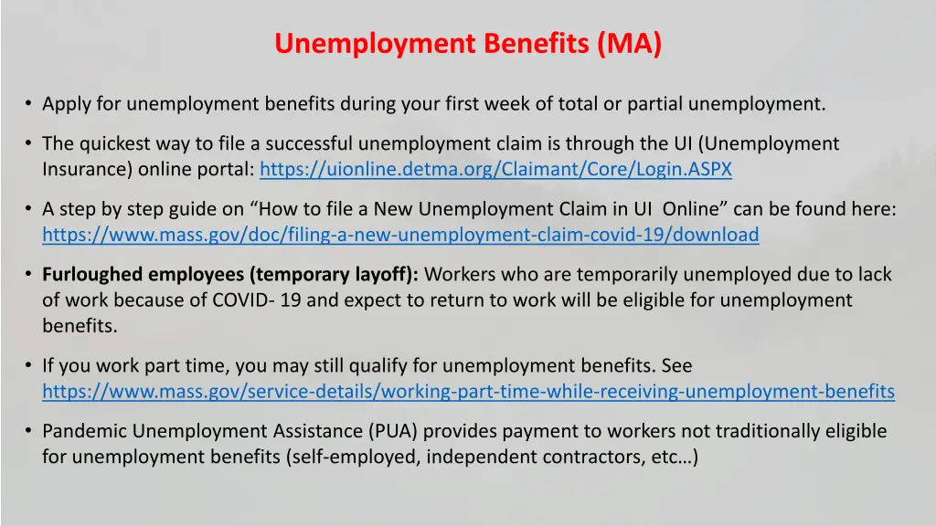 unemployment benefits ma