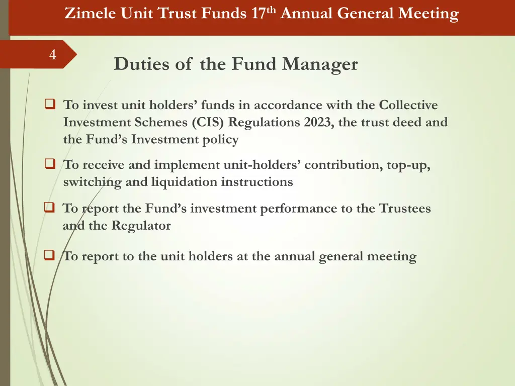 zimele unit trust funds 17 th annual general 2