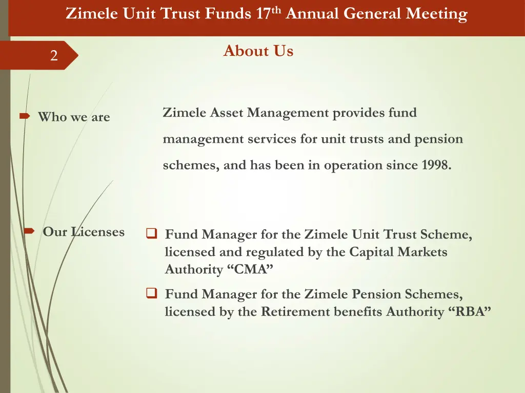 zimele unit trust funds 17 th annual general