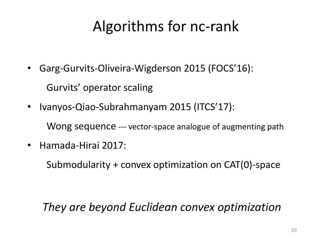 algorithms for nc rank