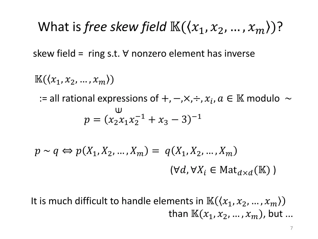 what is free skew field 1 2