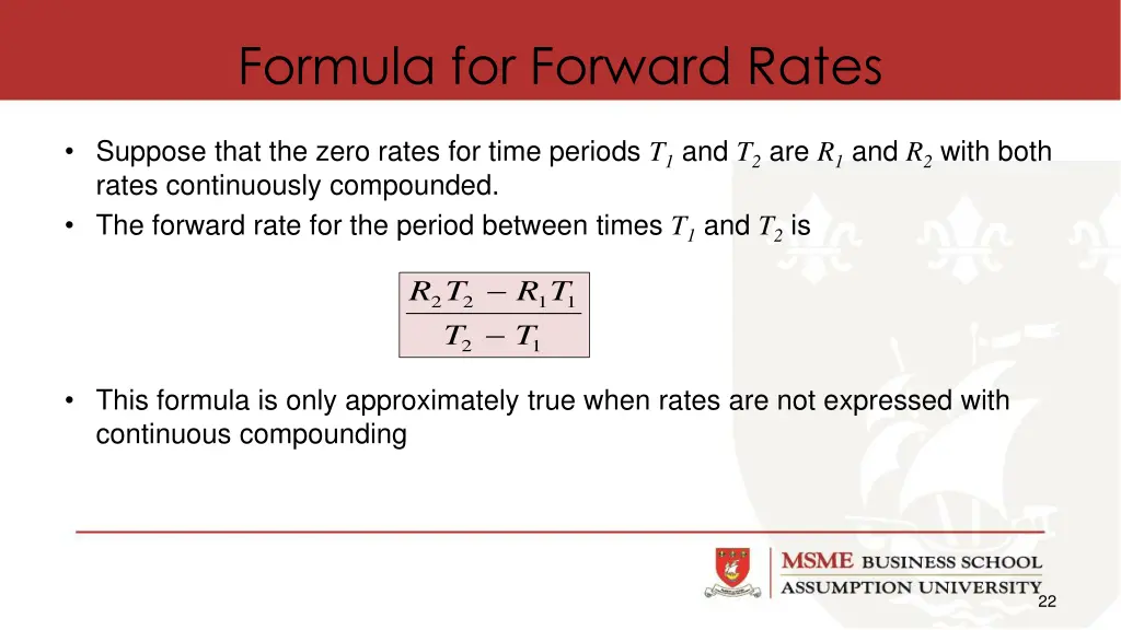 formula for forward rates