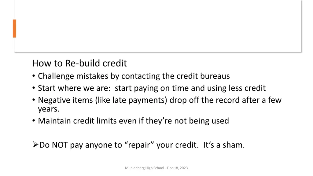 how to re build credit challenge mistakes