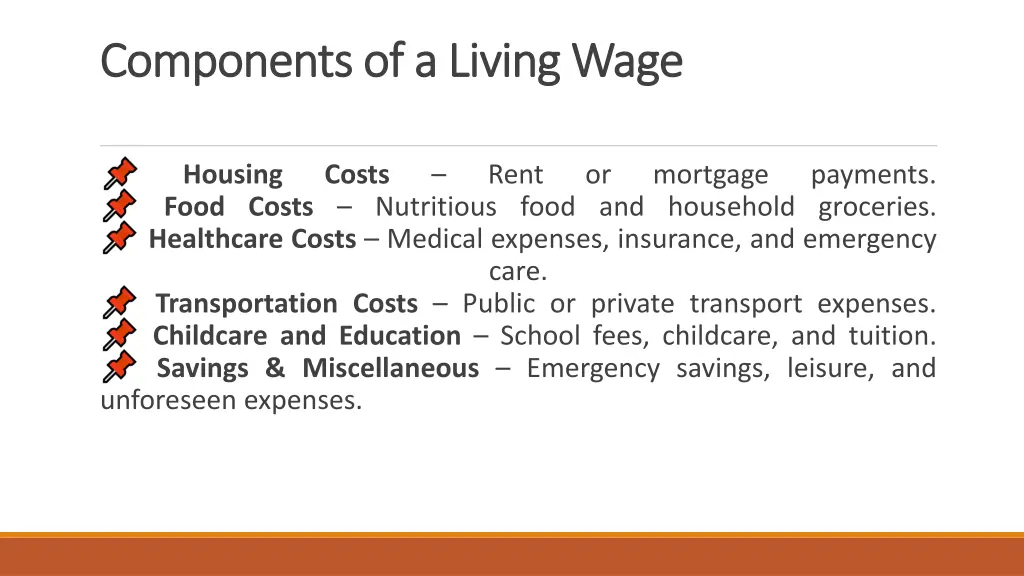 components of a living wage components
