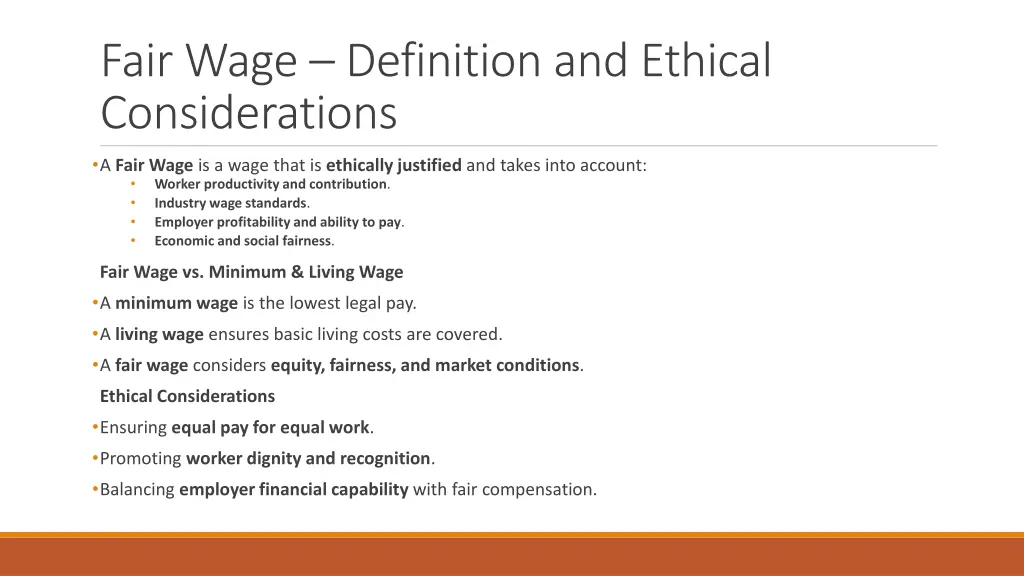 fair wage definition and ethical considerations