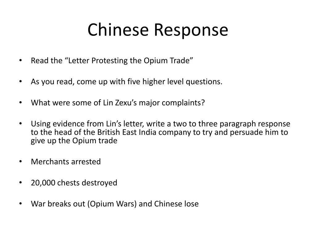 chinese response