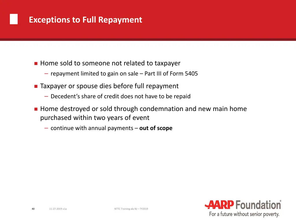 exceptions to full repayment