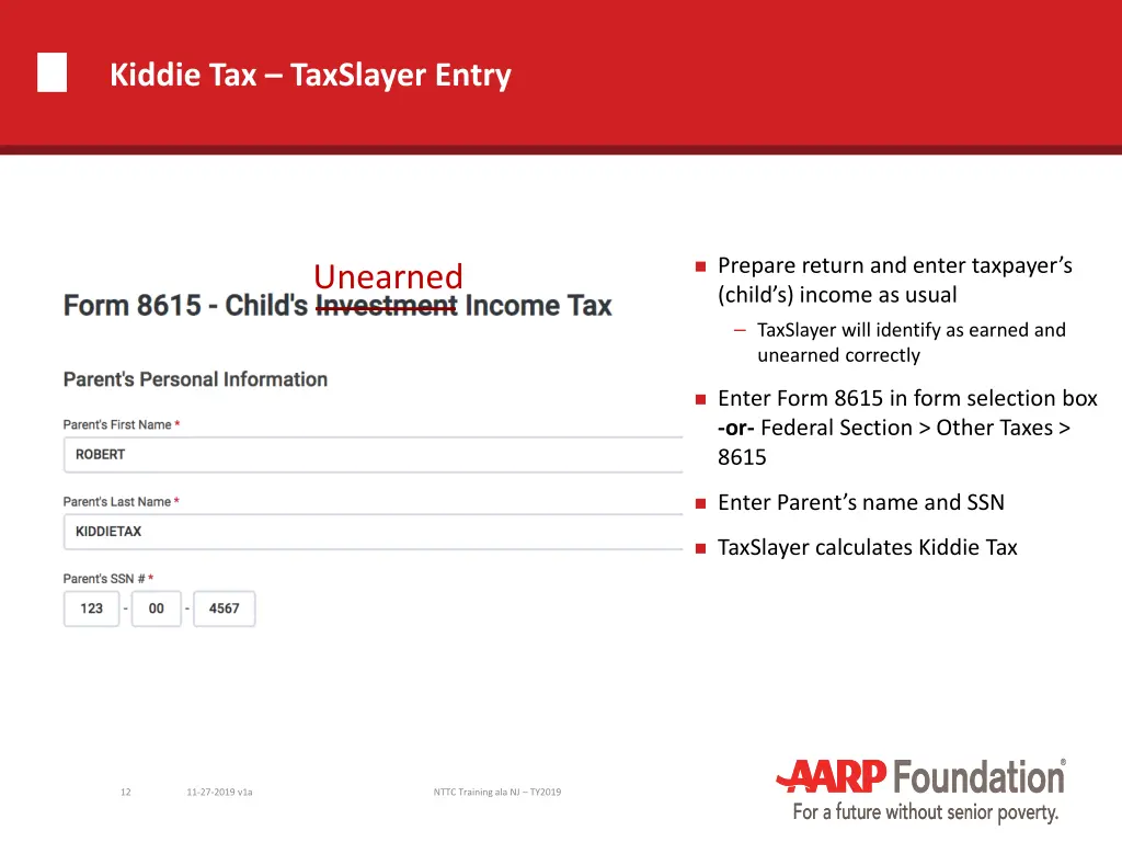 kiddie tax taxslayer entry