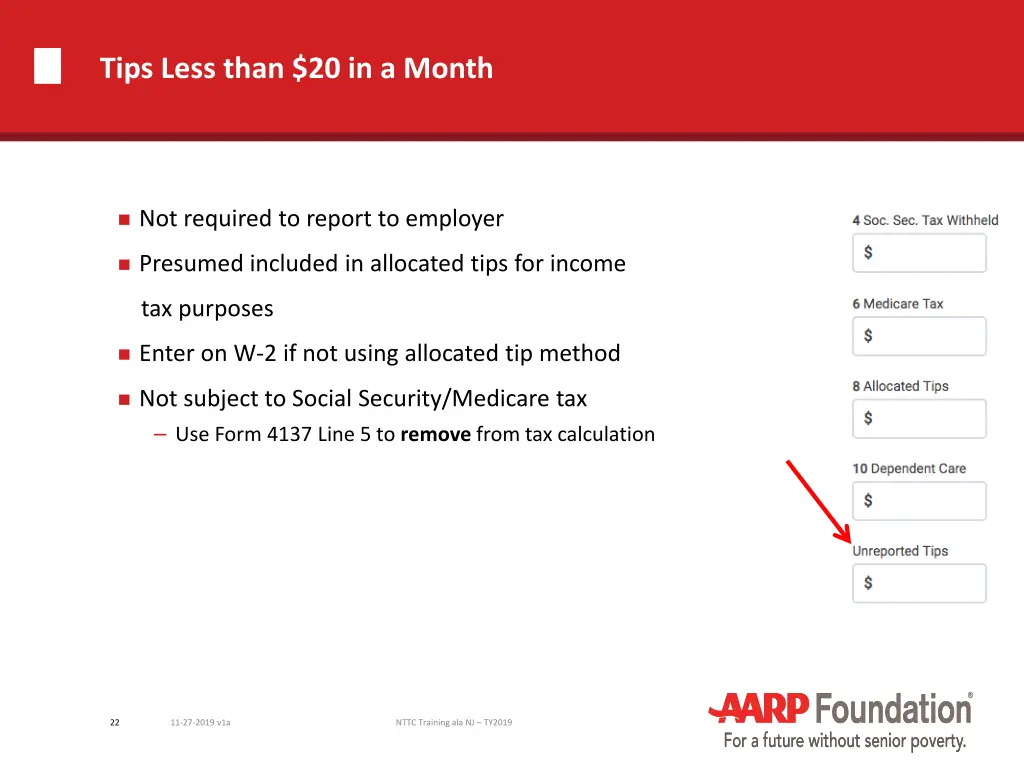 tips less than 20 in a month