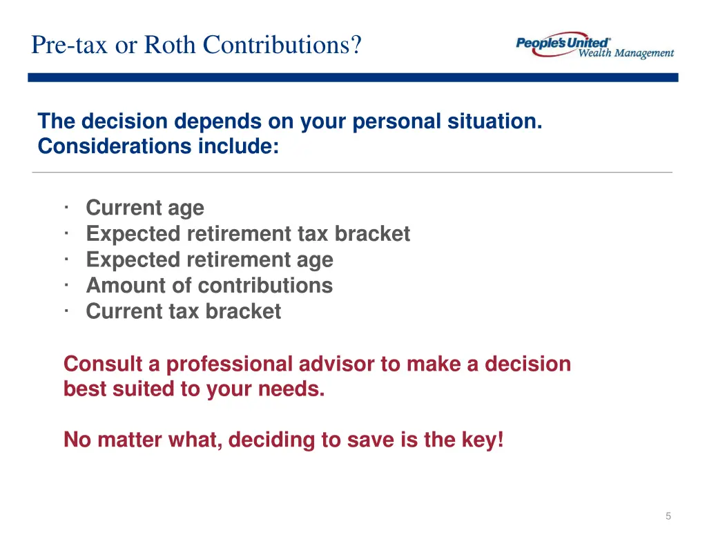 pre tax or roth contributions
