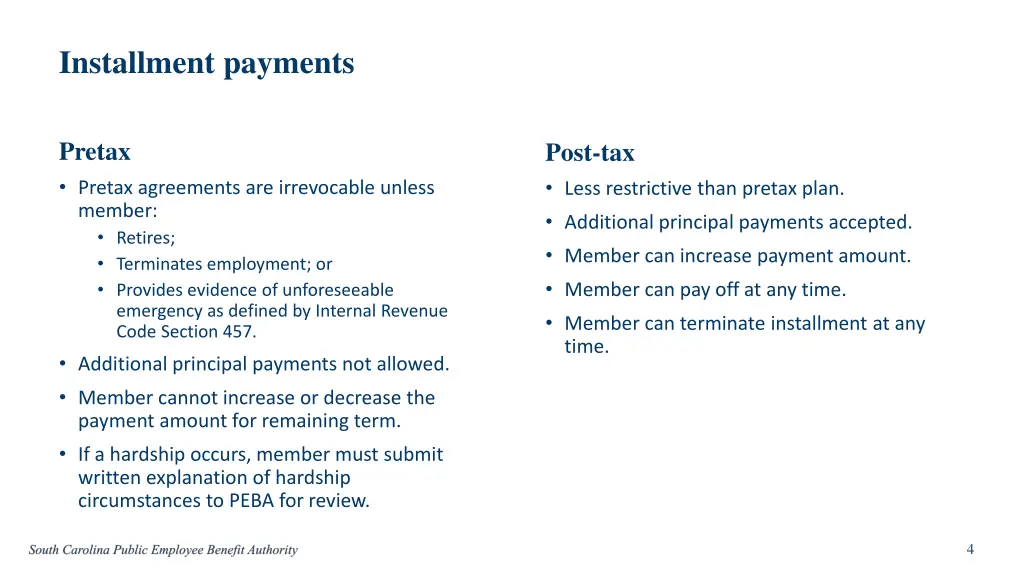 installment payments