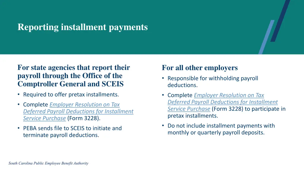 reporting installment payments
