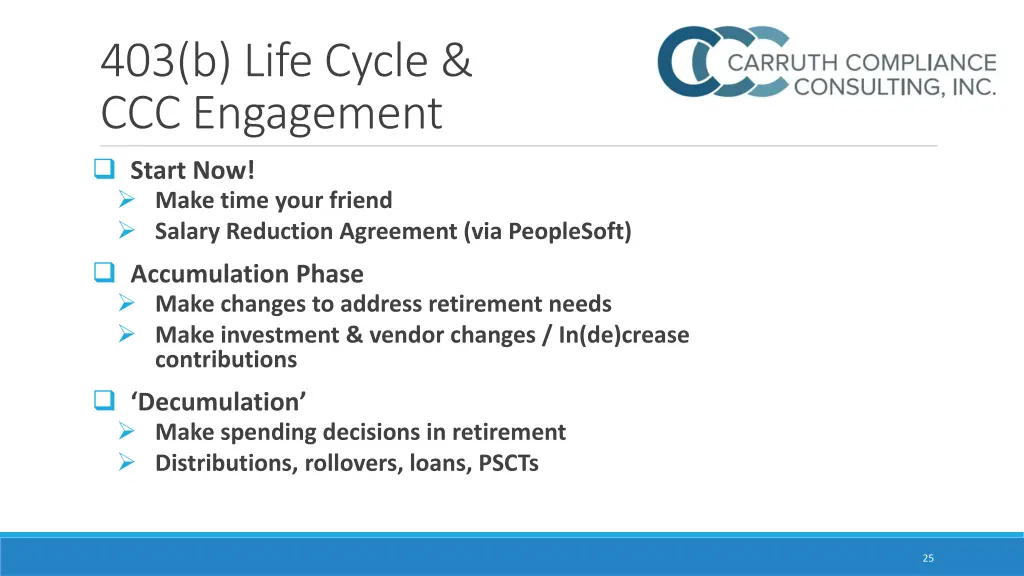 403 b life cycle ccc engagement start now make