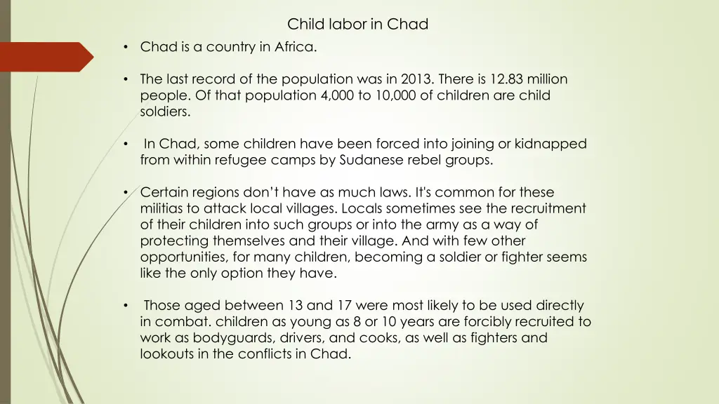 child labor in chad