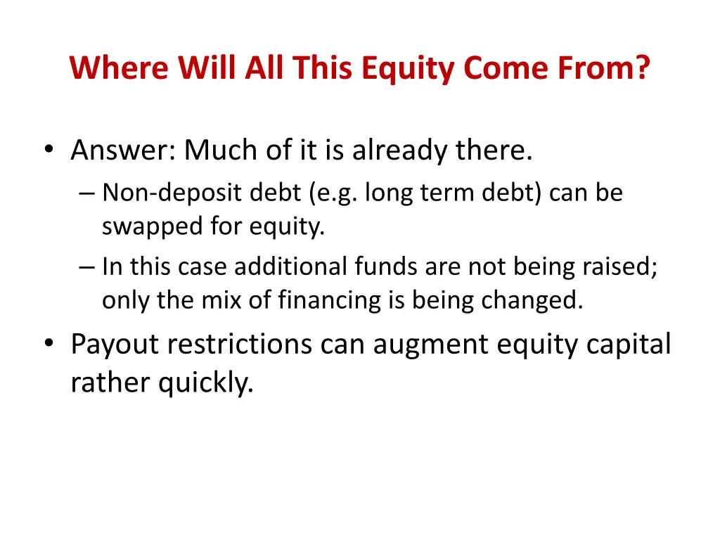where will all this equity come from