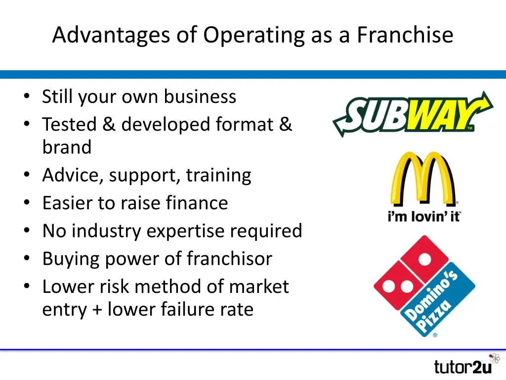advantages of operating as a franchise