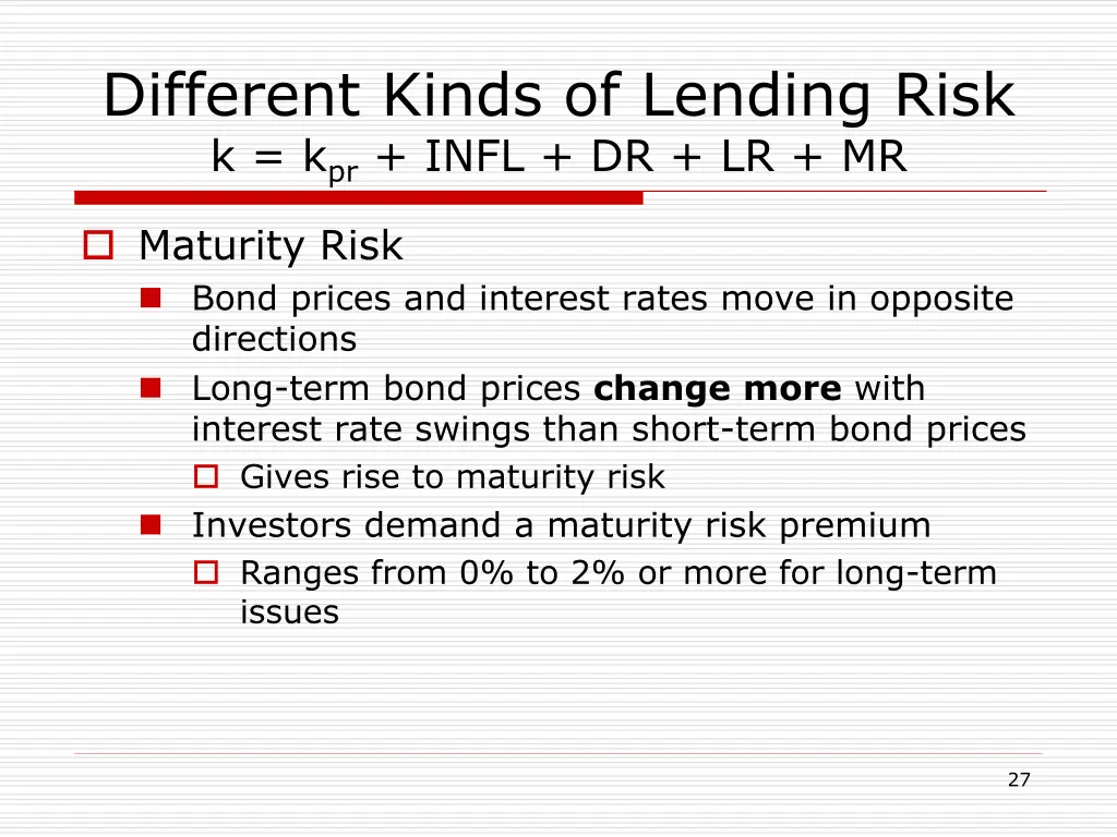 different kinds of lending risk k k pr infl 3
