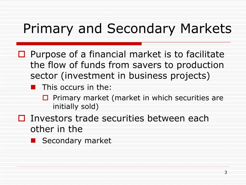 primary and secondary markets