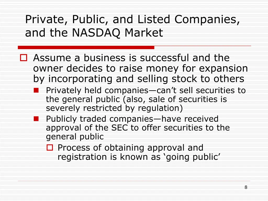 private public and listed companies