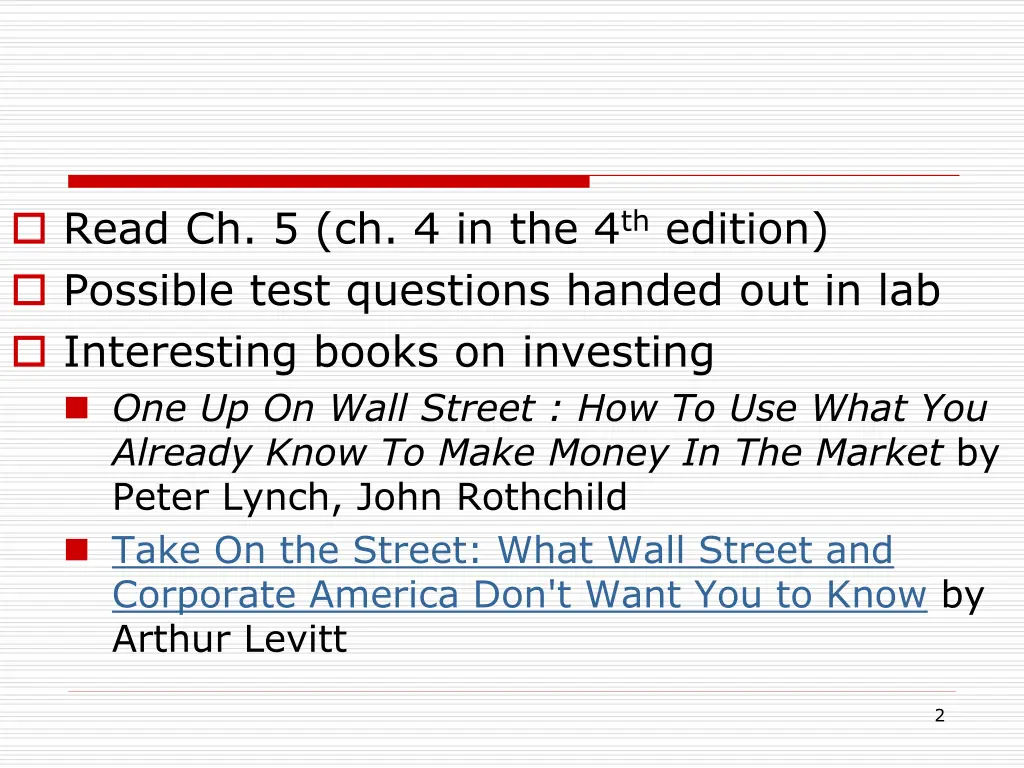 read ch 5 ch 4 in the 4 th edition possible test