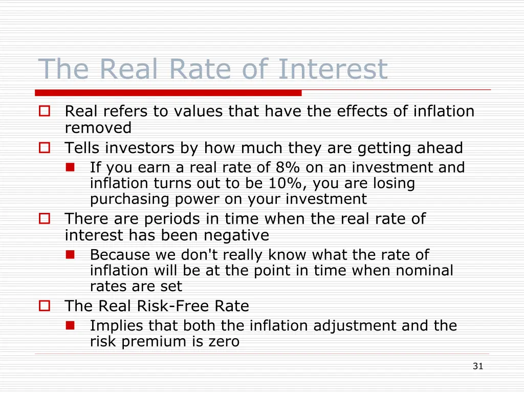 the real rate of interest