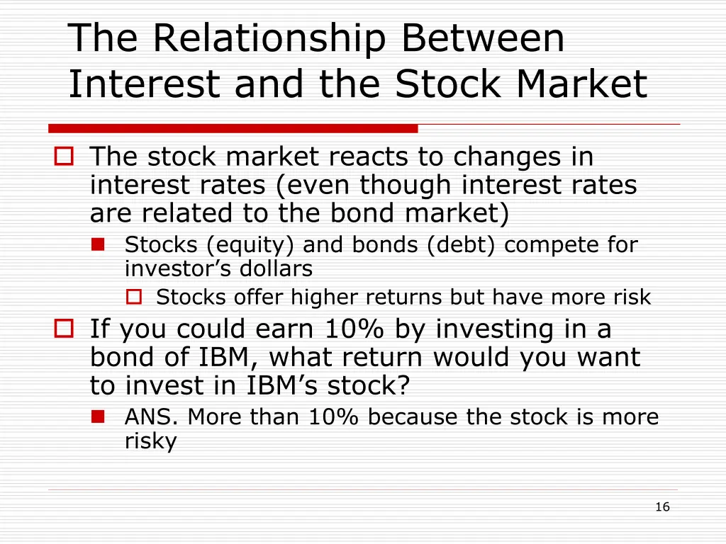 the relationship between interest and the stock