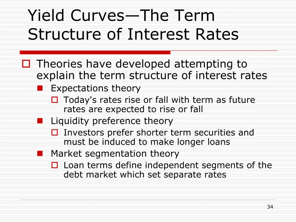 yield curves the term structure of interest rates 1