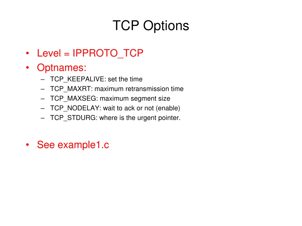 tcp options
