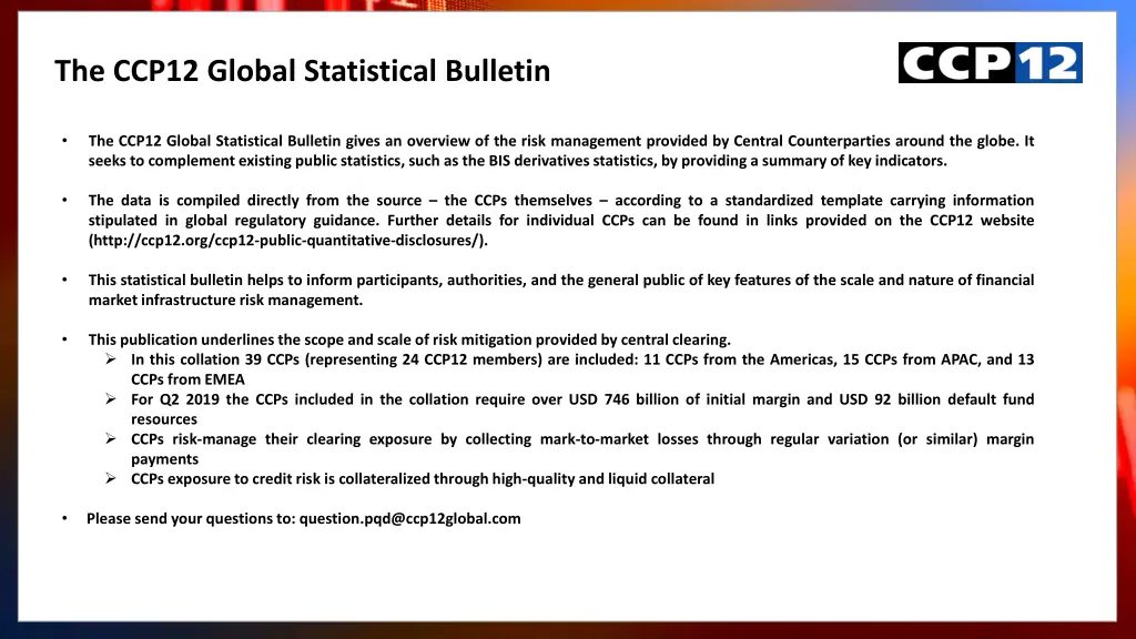 the ccp12 global statistical bulletin