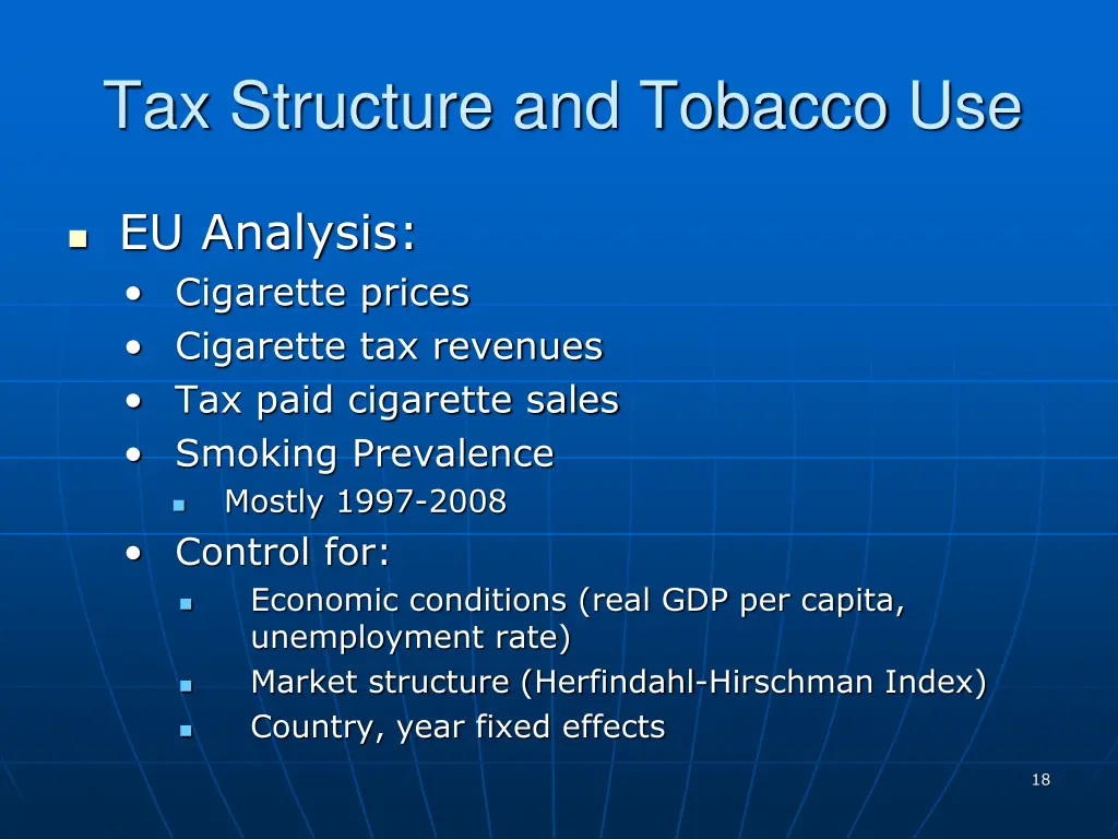 tax structure and tobacco use