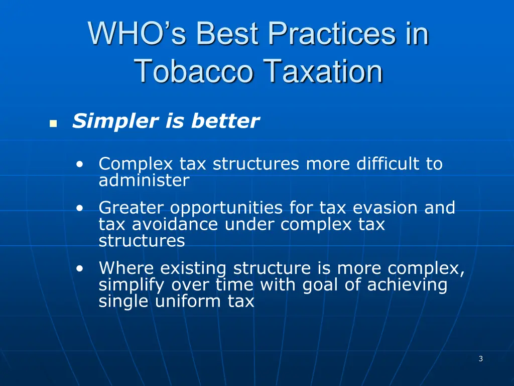 who s best practices in tobacco taxation