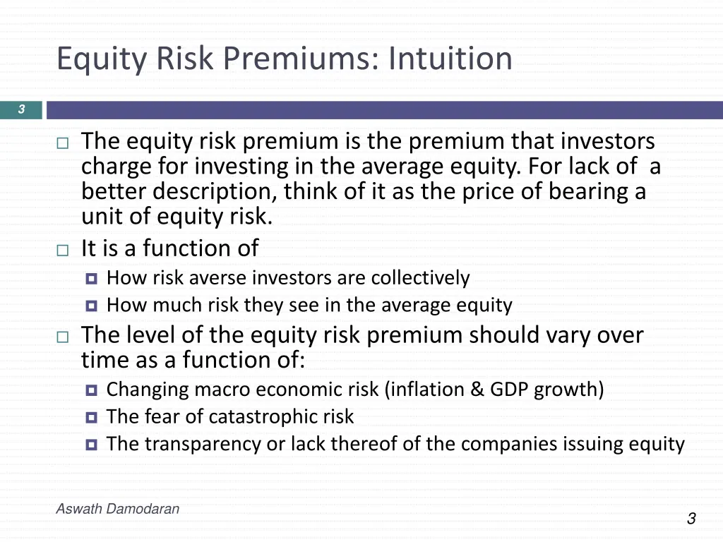 equity risk premiums intuition