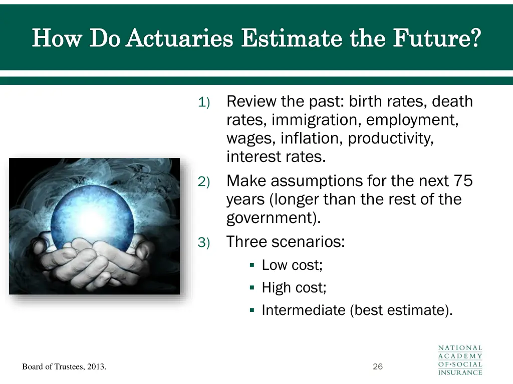 how do actuaries estimate the future