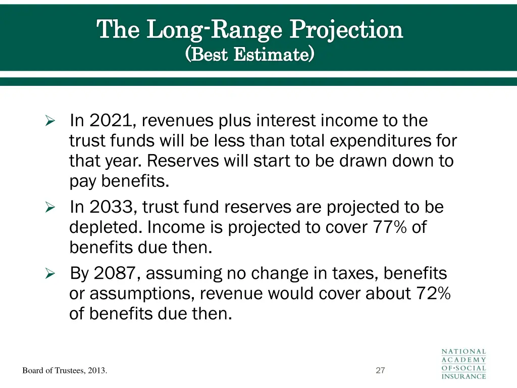 the long range projection best estimate