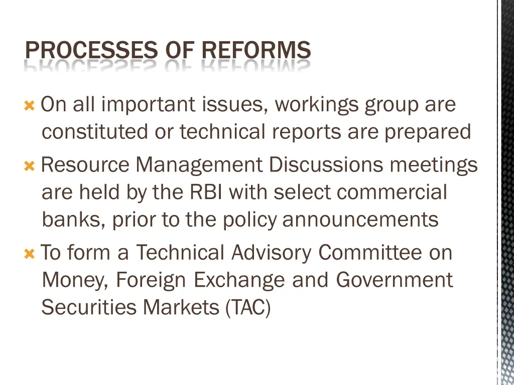 processes of reforms