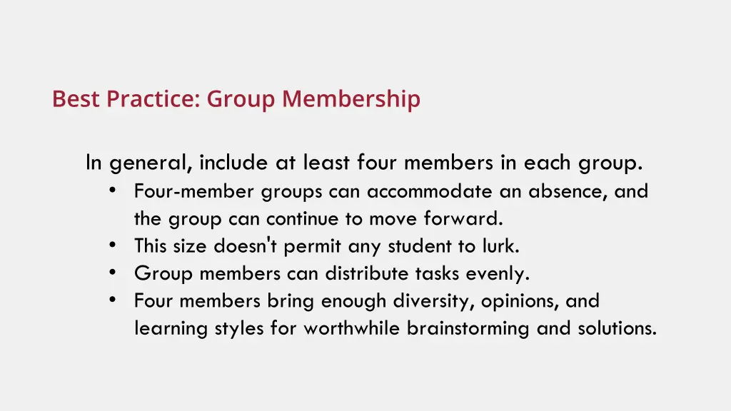 best practice group membership 1