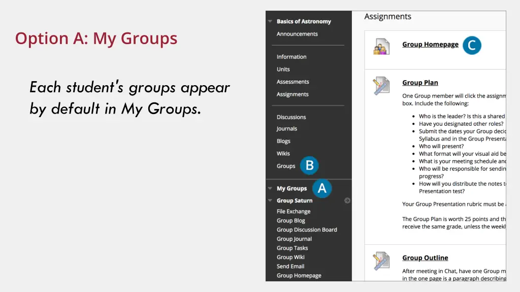 option a my groups
