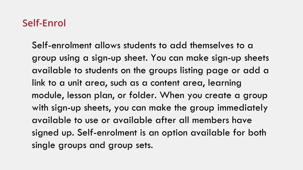 self enrol