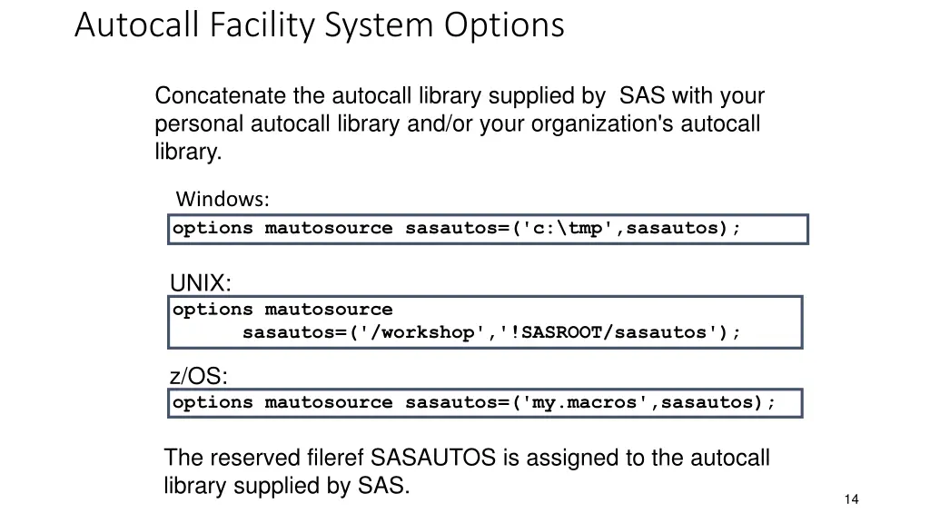autocall facility system options 1