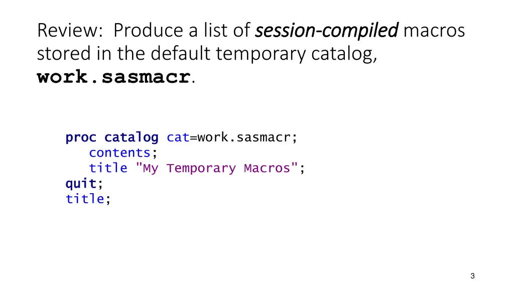 review produce a list of session stored
