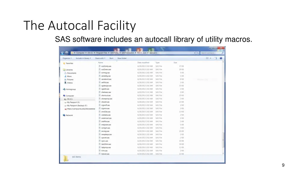 the autocall facility sas software includes